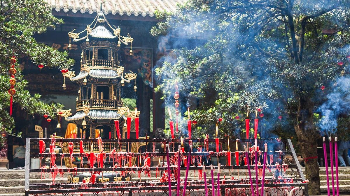 ancient city wall Shaanxi stone gate temple incens