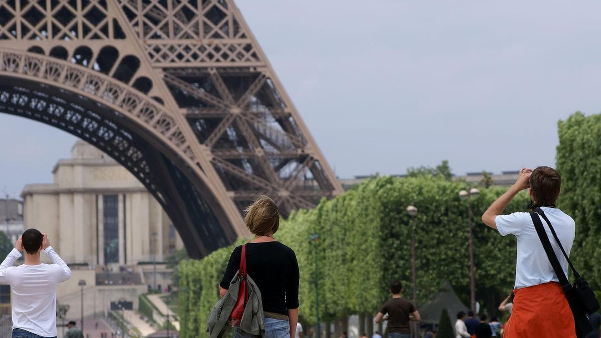 Eiffel Tower crowd wait view from top Colosseum