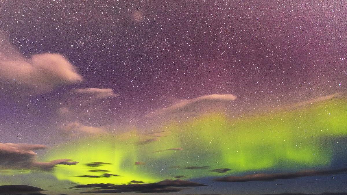 Aurora forecast app smartphone screen night sky no