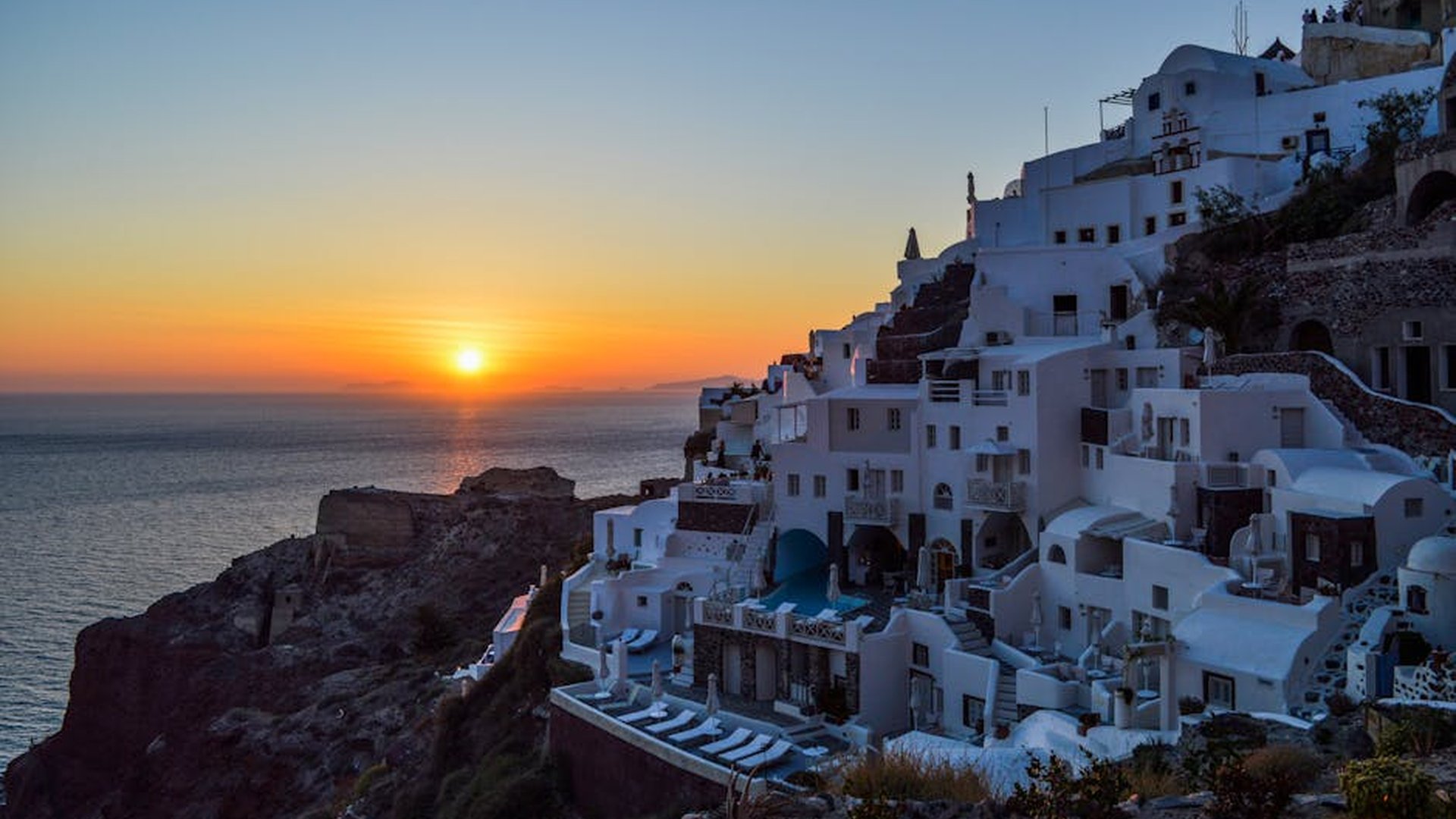 Santorini sunset empty streets affordable guesthou